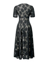 Noir Flocked Lace Midi Dress