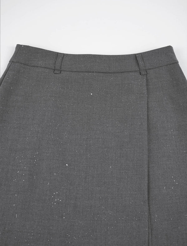 Sparkle Detail Side Slit Midi Skirt