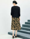 High‑Waist Floral Print A‑Line Midi Skirt