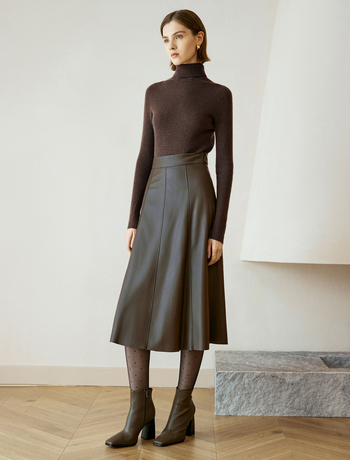 Wool Blend Turtleneck Top