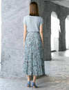 Abstract Print Pleated Midi Skirt