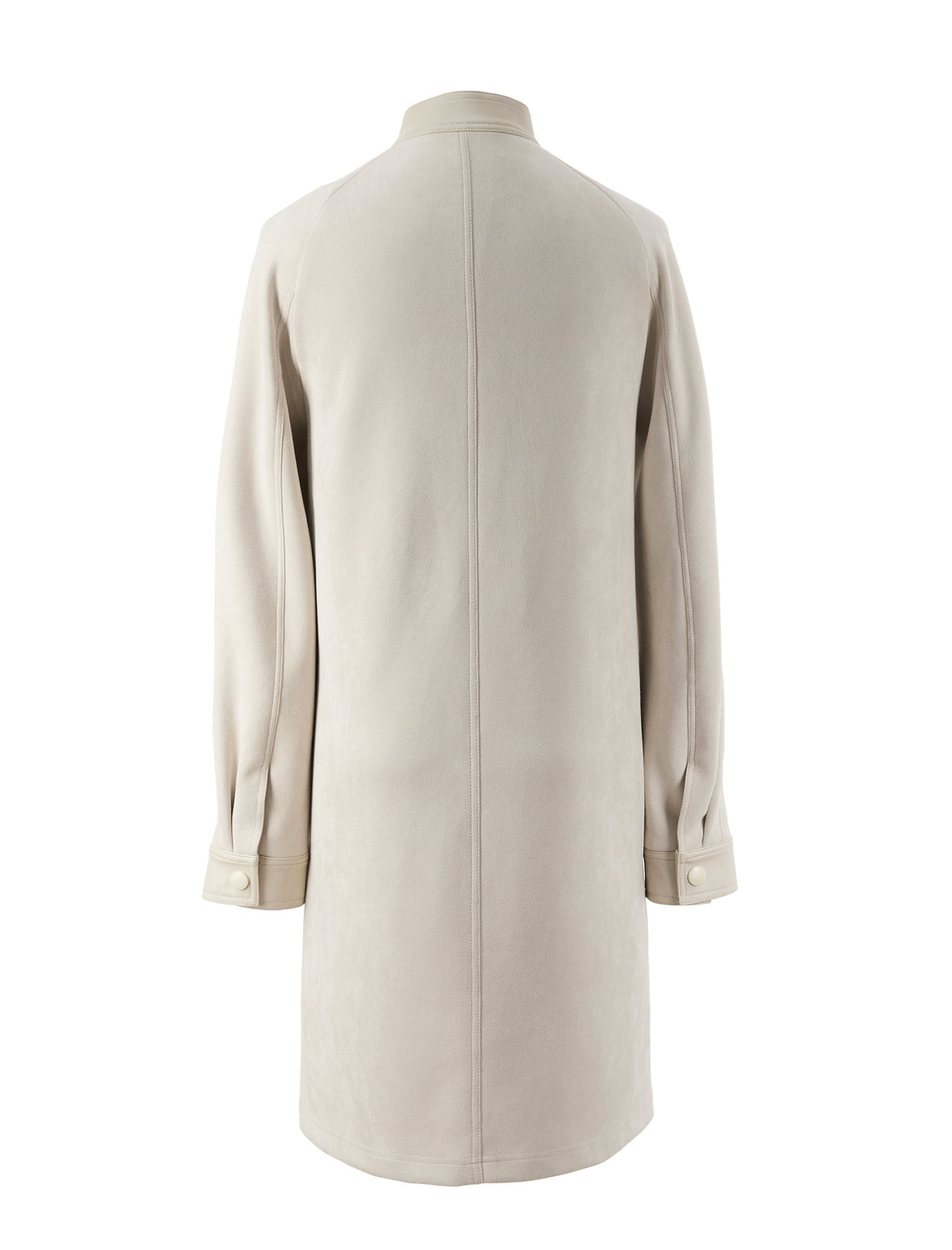 Beige PU Leather Pocket Detail Trench Coat