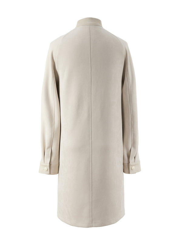 Beige PU Leather Pocket Detail Trench Coat