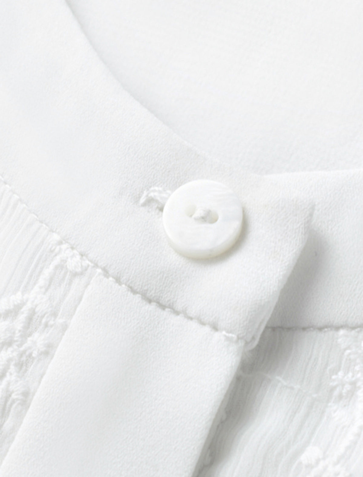 Lace Round Neck Button Front Blouse