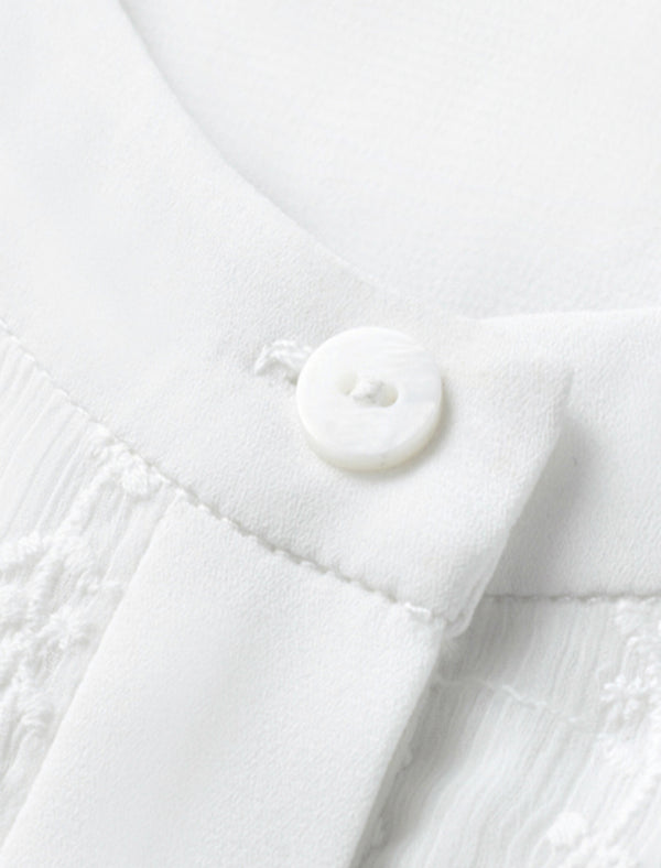 Lace Round Neck Button Front Blouse