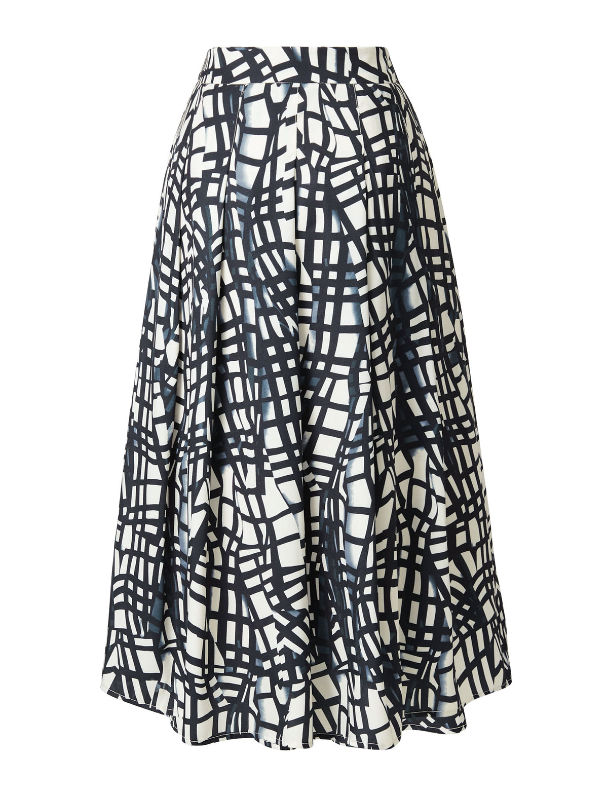 Geometric Print Pleated Midi Skirt