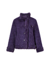 Wool Blend Contrast-Trim Button-Front Cropped Jacket