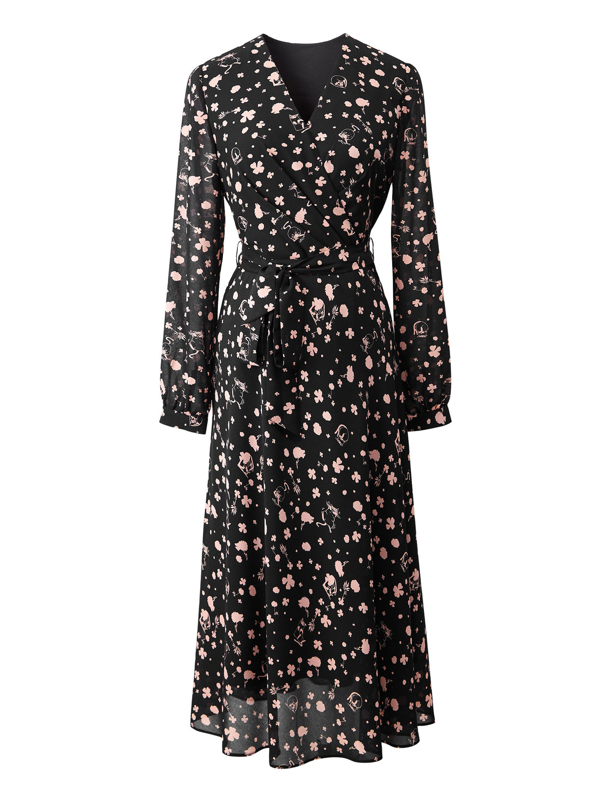 Floral Wrap Midi Dress