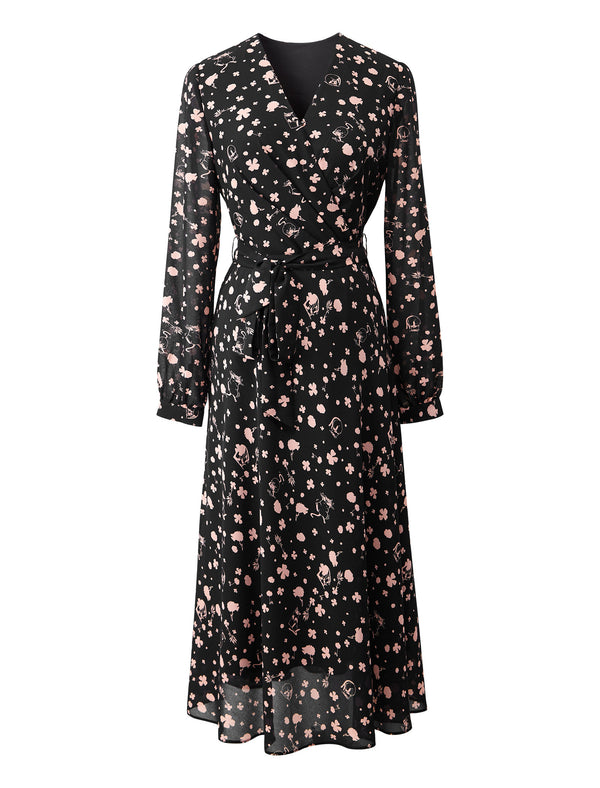 Floral Wrap Midi Dress