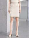 Chain-Trimmed Pocket in a Blended Fabric Knit Skirt