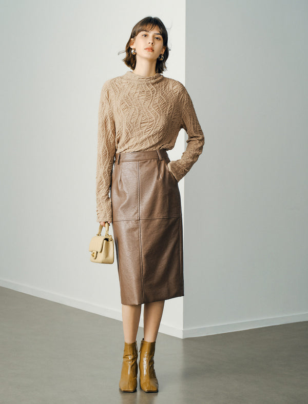 Textured Mock Neck Top