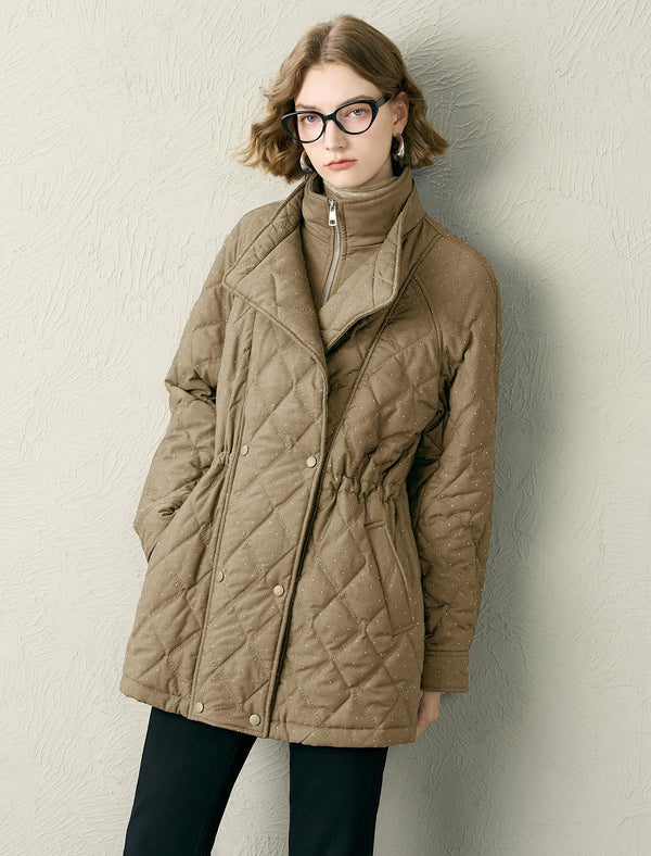 Quilted Polka Dot Padded Coat