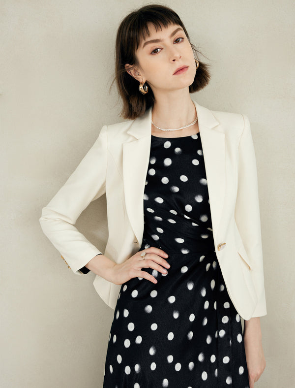 Black Polka Dot Long Sleeve Midi Dress