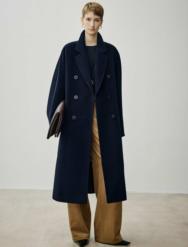 Wool-Cashmere Blend Double-Breasted Maxi Coat
