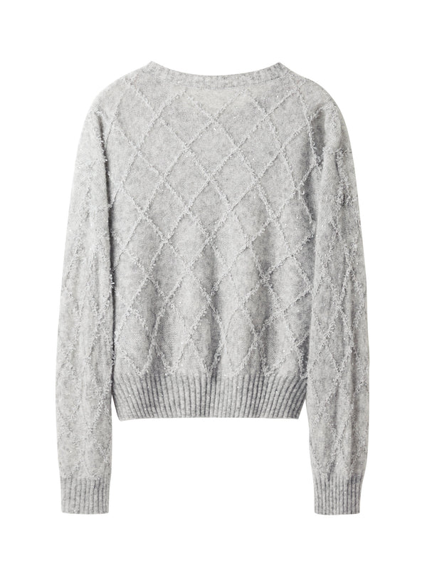 Mohair Sequins Diamond Knit Sweater