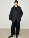 Wool-Cashmere Blend Double-Breasted Short Coat