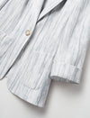 Linen Blend Three-Quarter Sleeve Striped Lapel Blazer