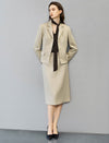 Champagne Textured Belted Blazer
