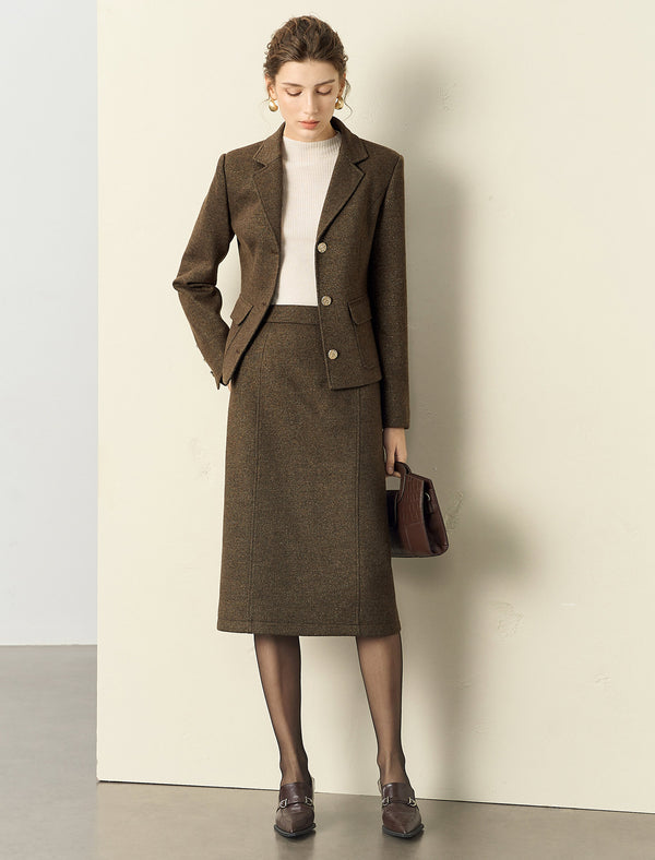 Wool Blend Midi Skirt