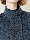 Textured Wool-Alpaca Blend Stand Collar Long Coat