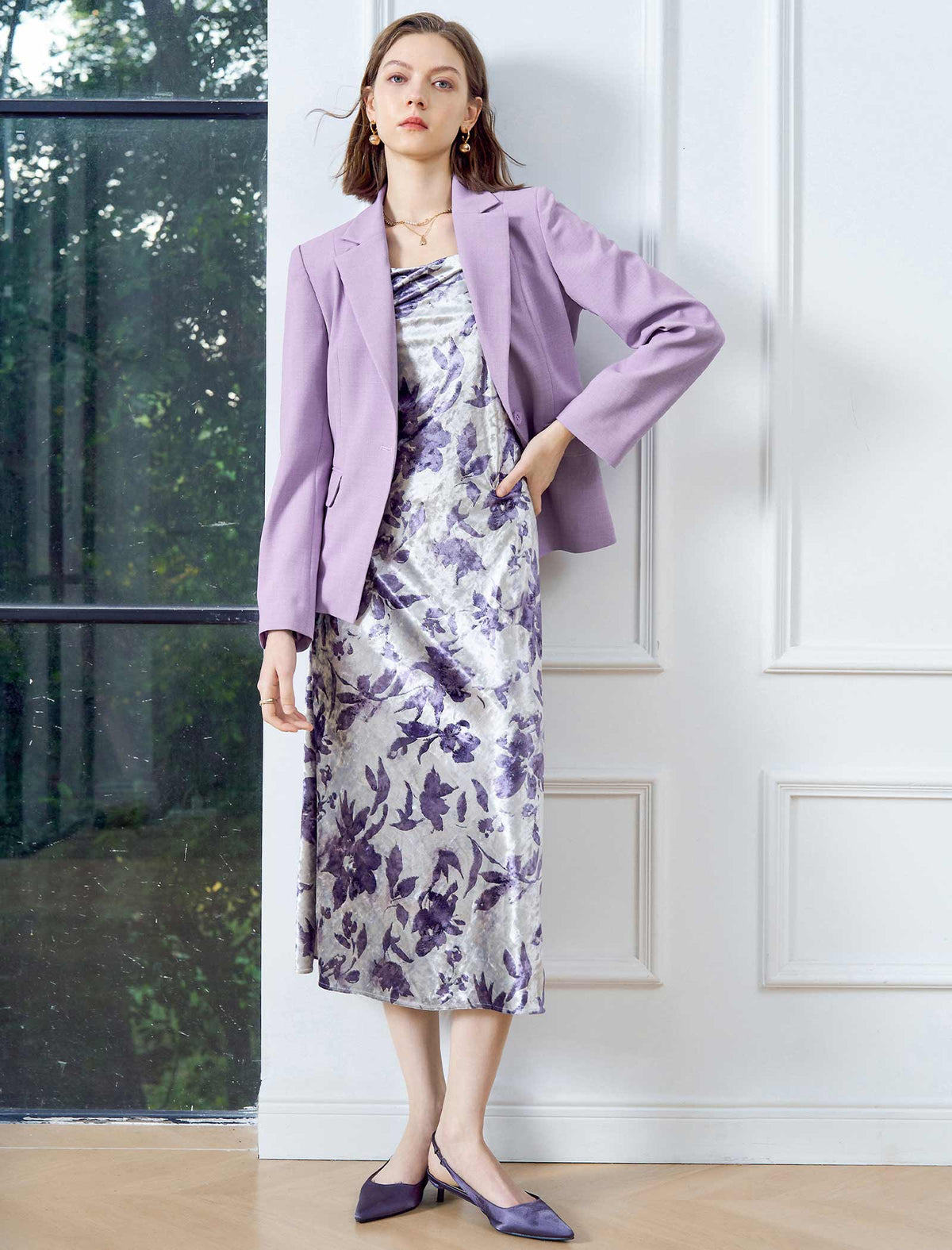 Soft Lavender Single-Breasted Blazer
