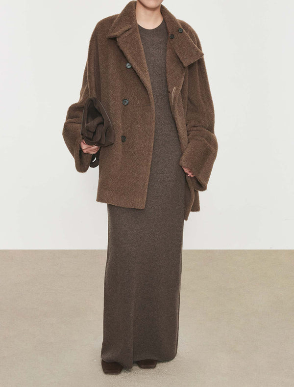 100% Wool Crew Neck Maxi Dress