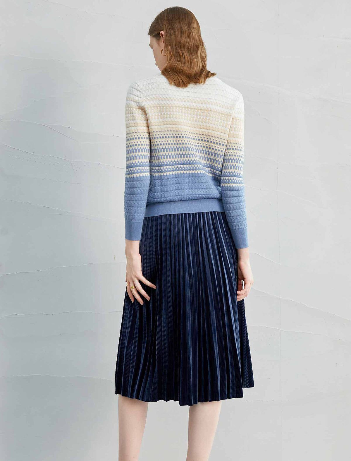 Solid Vintage Pleated A-Line Skirt