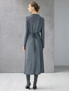 Ruched Stand-Collar Long Sleeve Fitted Dress