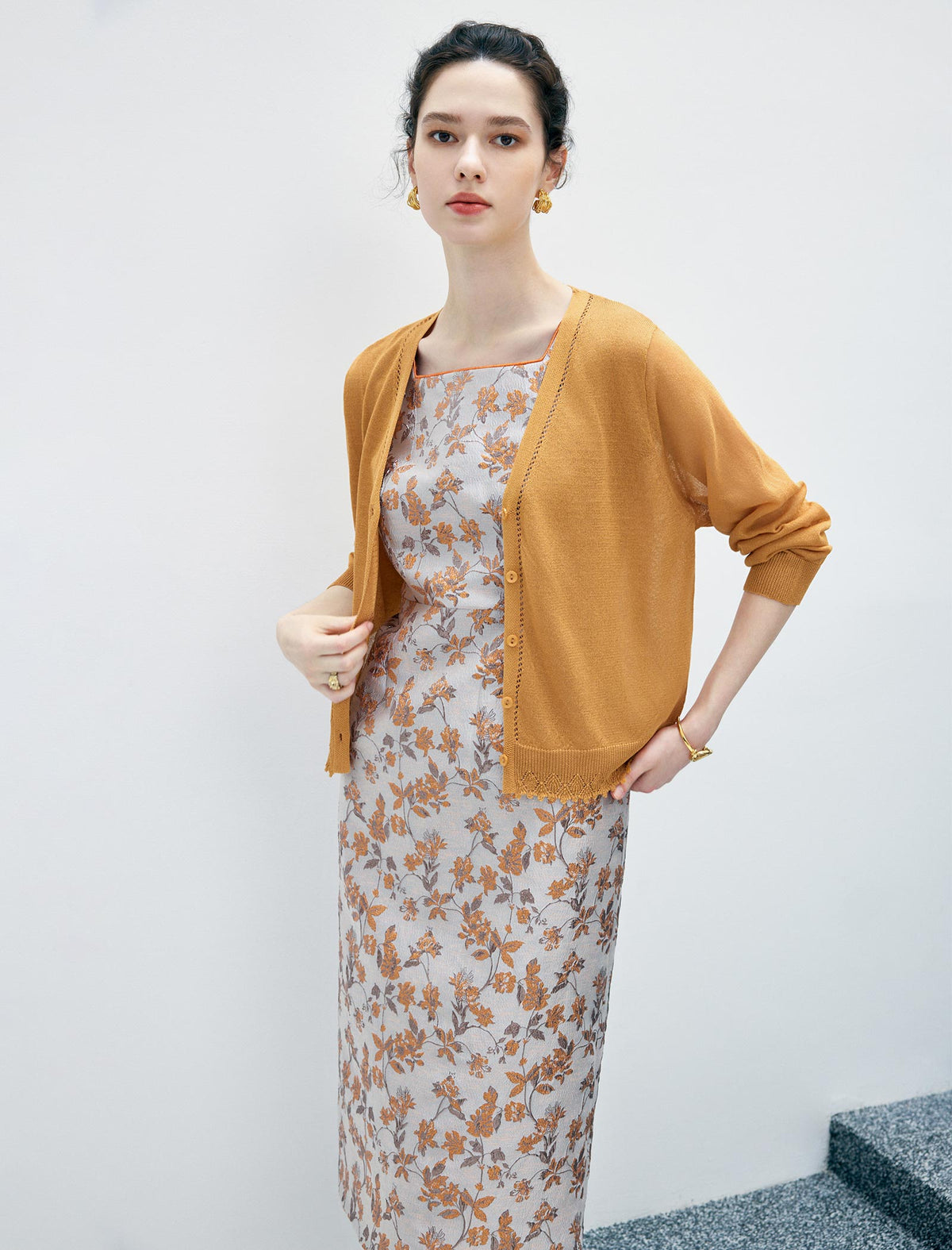 Floral Sleeveless Square-Neck Midi Dress