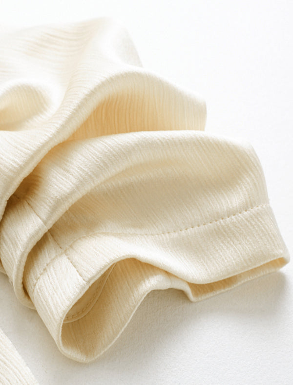 Champagne Textured Ruched Sleeve Blazer