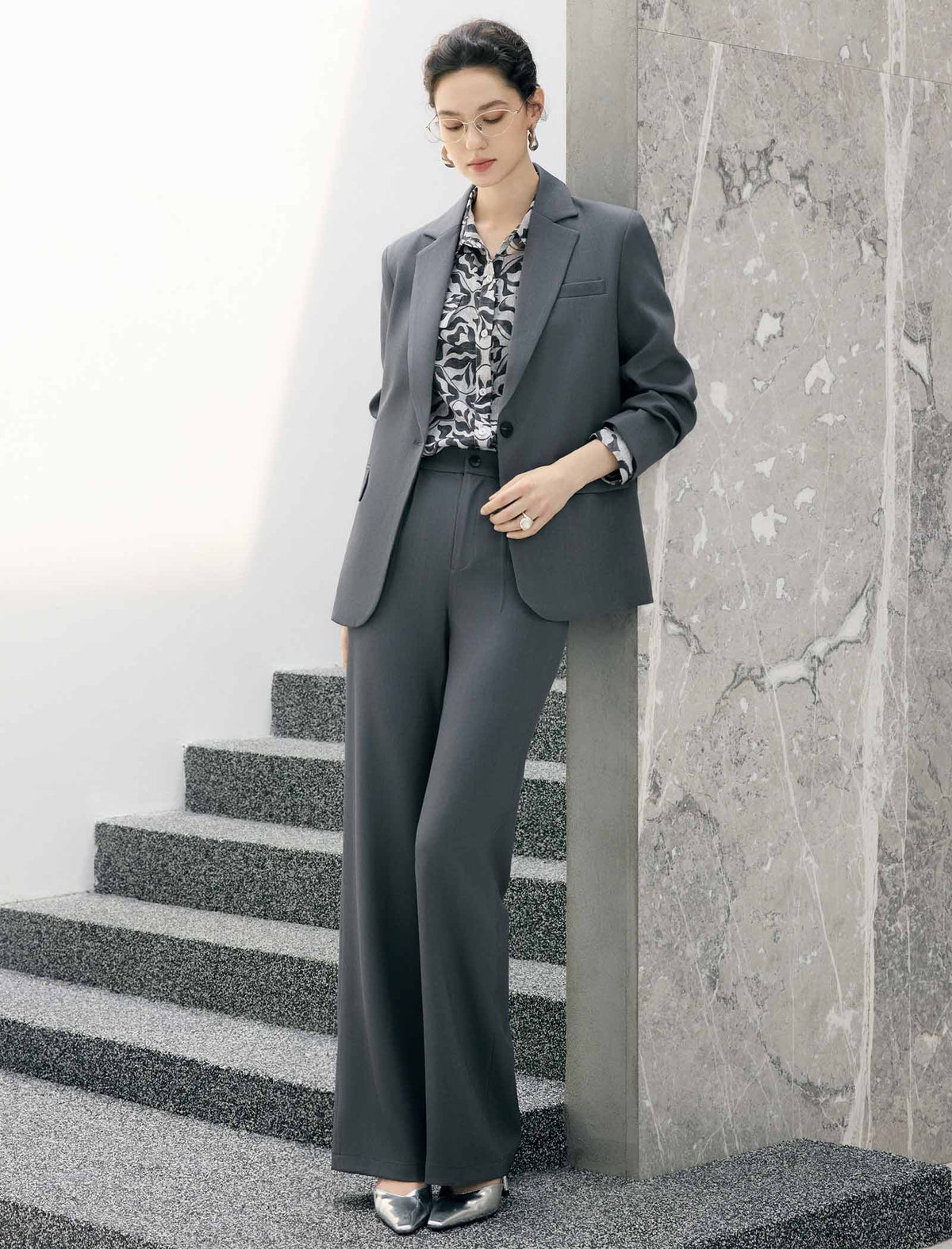 High Waist Wide Leg Full Length Trousers
