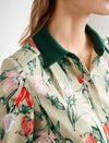 Floral Print Contrast Collar Shirt Dress