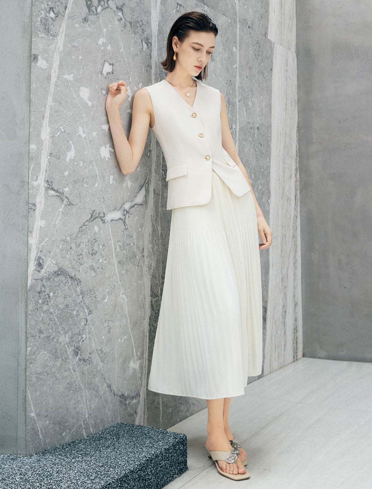 Tailored Gold Button Vest Waistcoat