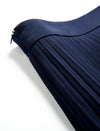 Navy Pleated High Waist Swing A-Line Skirt