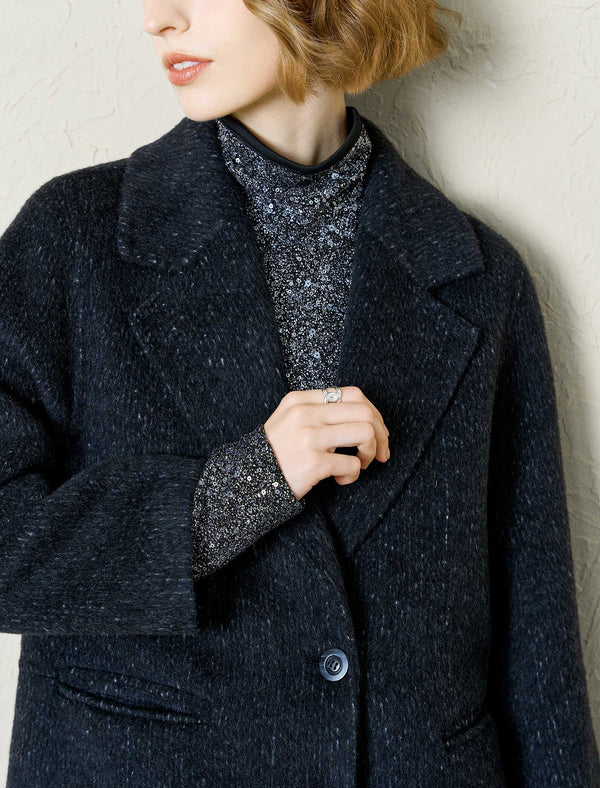 Wool-Alpaca Blend Single Button Long Coat