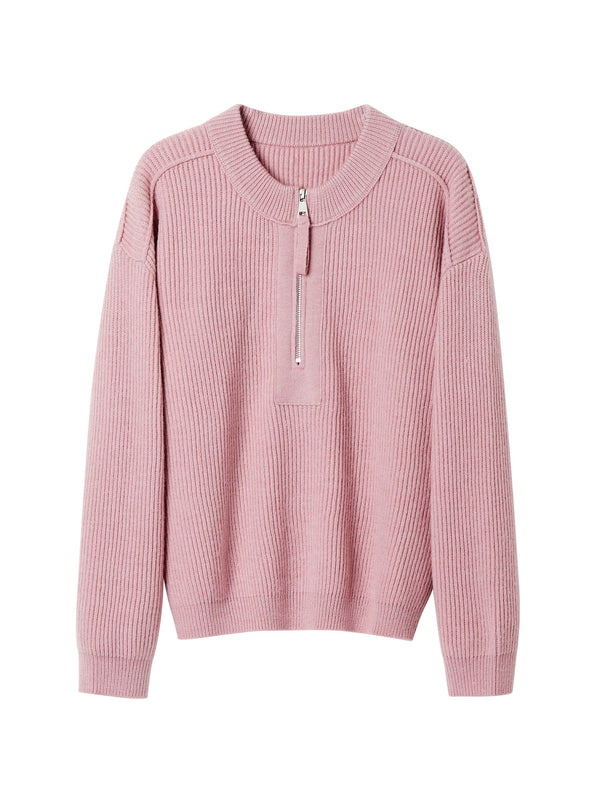 Half-Zip Ribbed Sweater