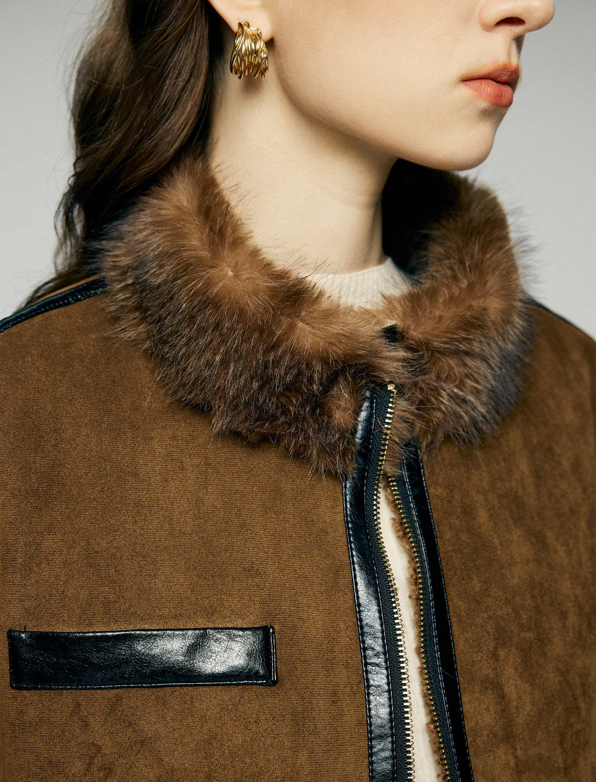 Contrast-Trim Zip-Front Cropped Moto Jacket