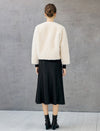 Frog-Button Toggle-Front Crewneck Cropped Jacket