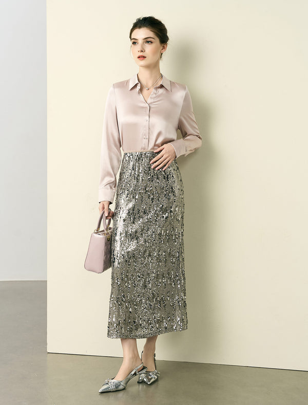 Mulberry Silk Button-Down Shirt