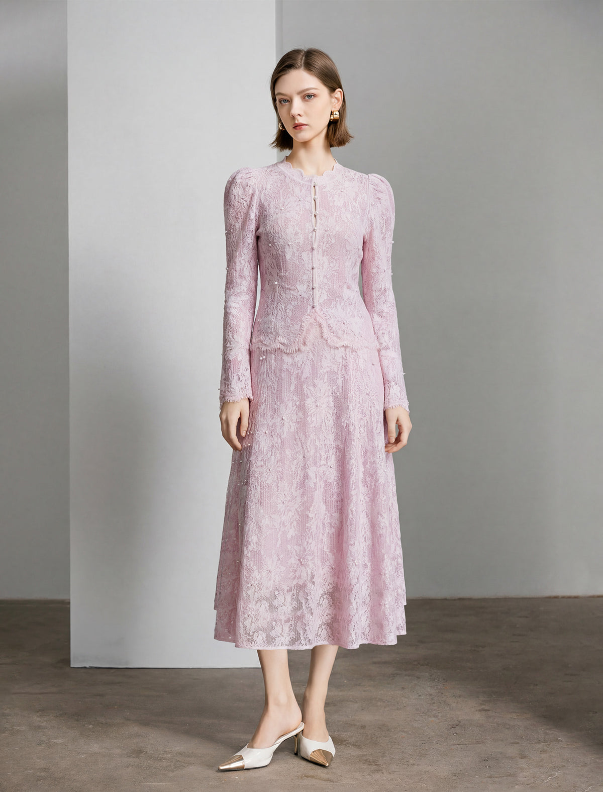 Lace A-Line Midi Skirt