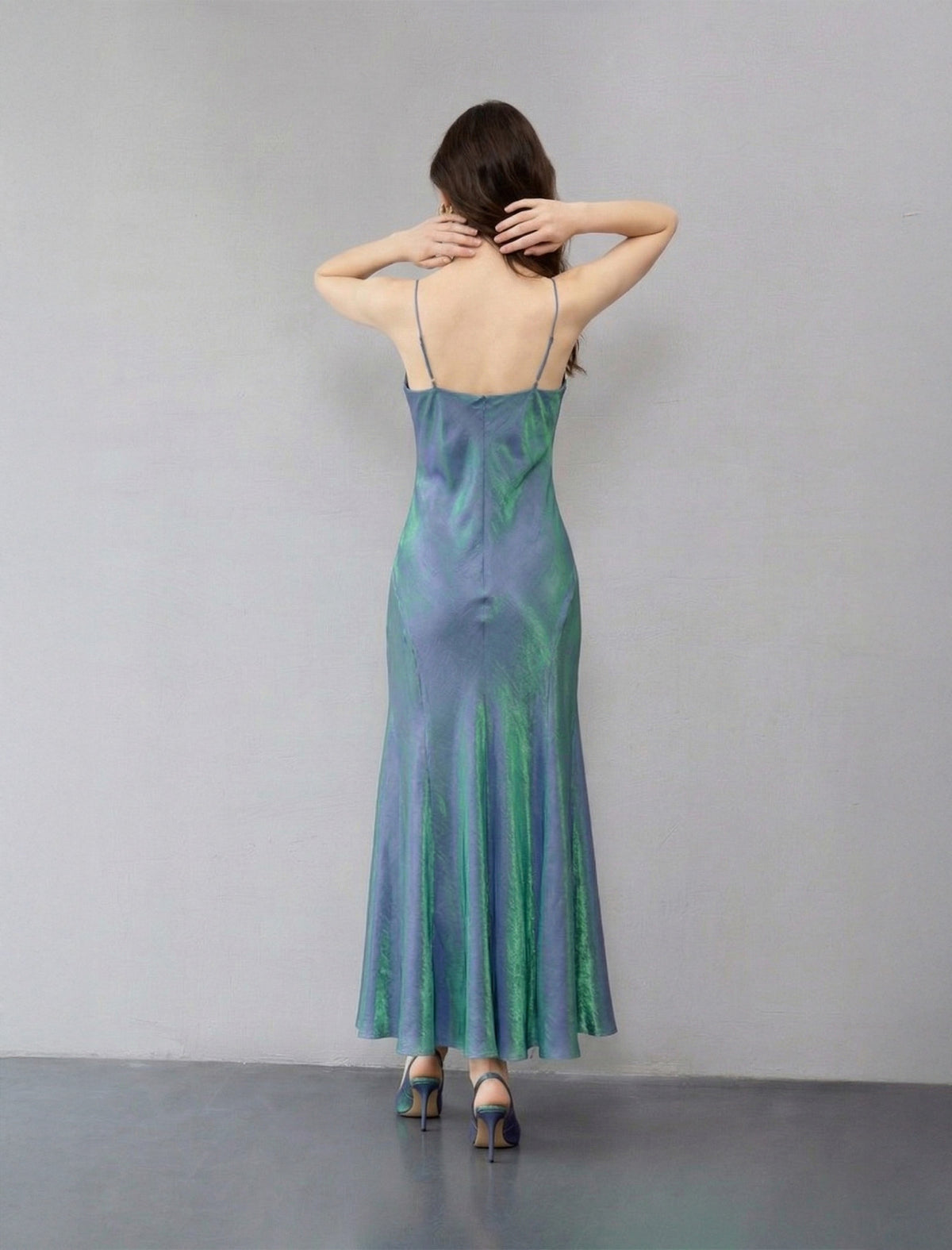 Sleek Draped Slim-Fit Maxi Slip Dress