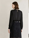 Beaded Neck Pleated Acetate Blouse