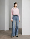 Cashmere Ruffle Detail Button-Down Shirt