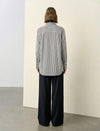 Mulberry Silk Striped Art Print Patch Shirt
