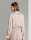 100% Mulberry Silk Blush Ruched Front Blouse
