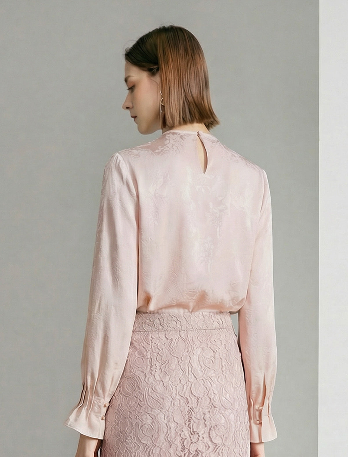 100% Mulberry Silk Blush Ruched Front Blouse