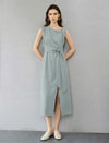 Deconstructed Silk Crepe Dress with Inset Waist