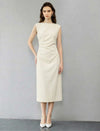 Elegant Ruched Sculptural Midi Gown