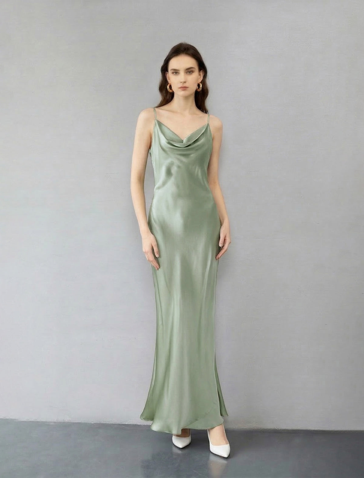 Flowing Silk Open-Back Slip Gown