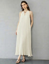 Intricate Pleated Halter Neck Gown